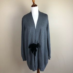 Market & Spruce Grey Cardigan w/ Black Tie Closure